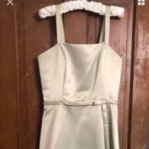 Sage green tea length formal dress
